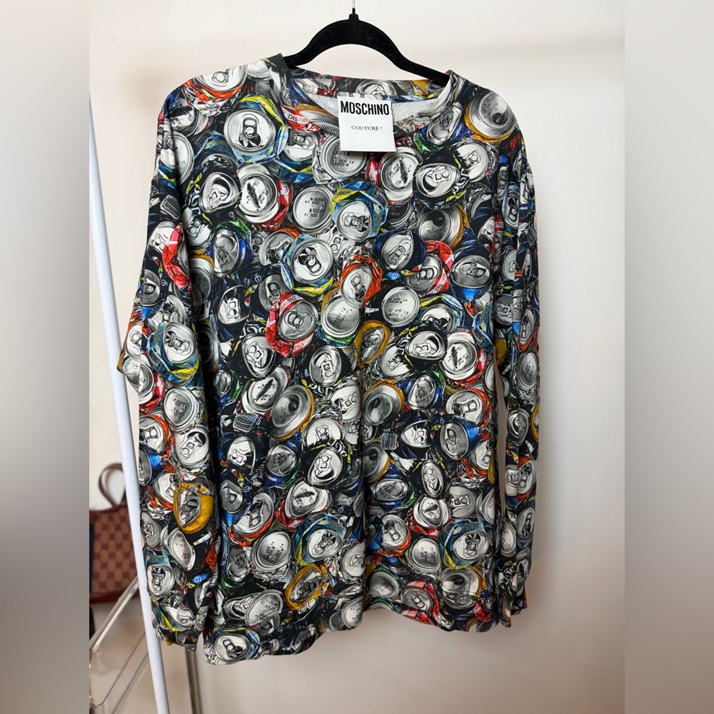 Moschino Couture Crushed Soda Cans Print Sweatshirt